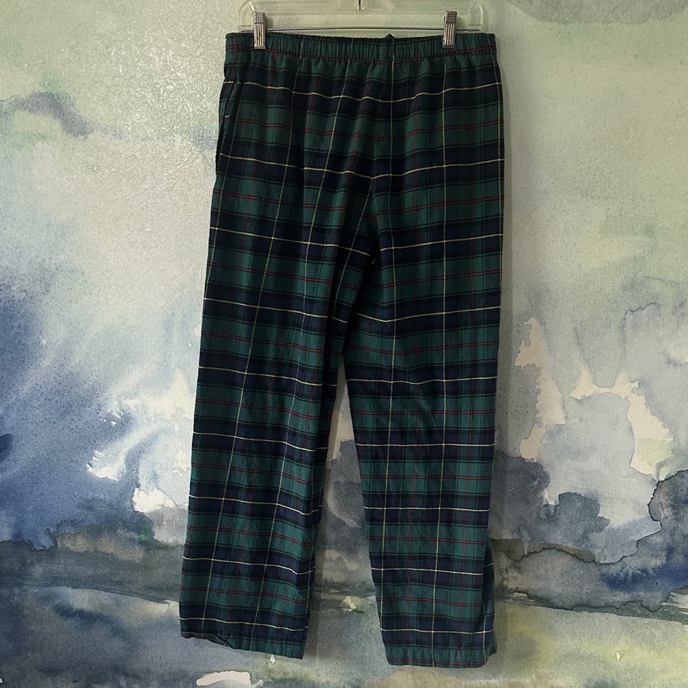 Gap S 100% Cotton Green & Navy Plaid Lounge Pants